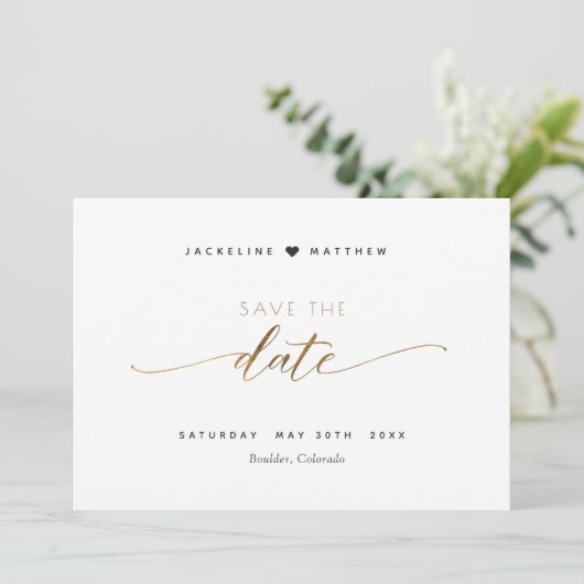 Elegant Script Eenvoudige bruiloft Opslaan van de  Save The Date (Staand voorkant)