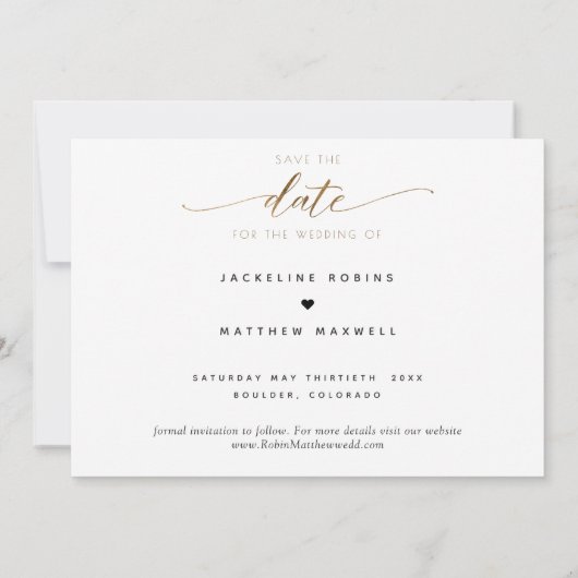 Elegant Script Eenvoudige bruiloft Opslaan van de Save The Date (Achterkant)