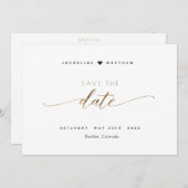 Elegant Script Eenvoudige bruiloft Opslaan van de Save The Date (Voorkant / Achterkant)