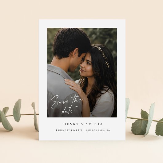 Elegant Script Eenvoudige Foto Bruiloft Save The Date
