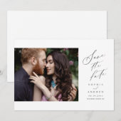 Elegant Script eenvoudige foto trouw save the date (Voorkant / Achterkant)