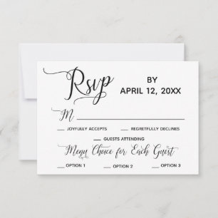 Elegant Script Eenvoudige menuopties Bruiloft RSVP
