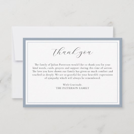 Elegant Script Eenvoudige moderne aangepaste begra Bedankkaart (Voorkant)