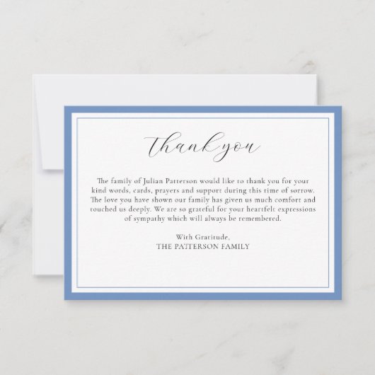 Elegant Script Eenvoudige moderne aangepaste begra Bedankkaart (Voorkant)