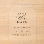 Elegant Script Eenvoudige moderne bruiloft Bewaar Acryl Uitnodigingen (Voorkant)