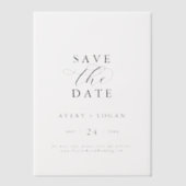 Elegant Script Eenvoudige moderne bruiloft Bewaar Vellum Uitnodigingen (Voorkant)