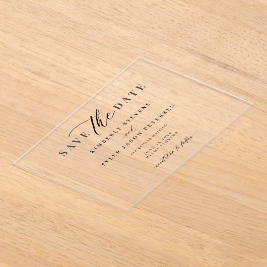 Elegant script eenvoudige moderne bruiloft save th acryl uitnodigingen (Laagn)