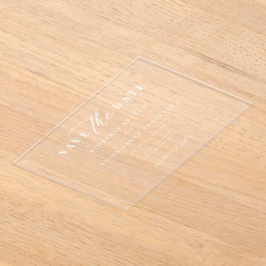 Elegant script eenvoudige moderne bruiloft save th acryl uitnodigingen (Laagn)