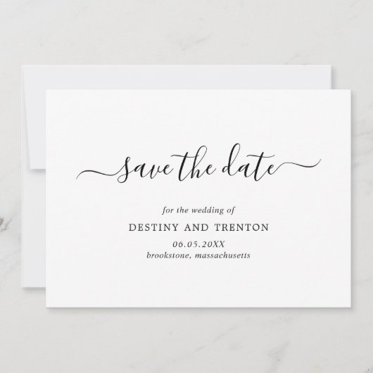 Elegant Script Eenvoudige Moderne Trouw Save The Date (Voorkant)