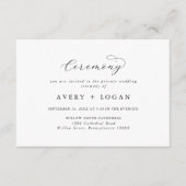 Elegant script Eenvoudige privé huwelijksceremonie Informatiekaartje (Voorkant)