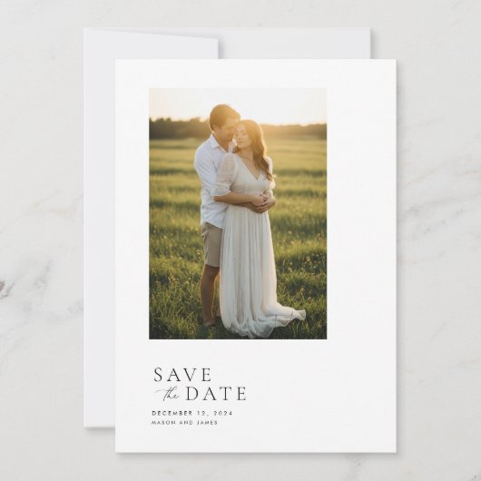 Elegant Script Eenvoudige QR-code Trouwfoto Save The Date (Voorkant)