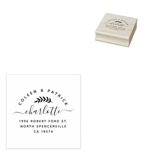 Elegant script Eenvoudige twee namen Retouradres Rubberstempel (Gestempeld)