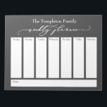 Elegant Script Eenvoudige Weekly Planner, Donkergr Notitieblok<br><div class="desc">Deze veelzijdige weekplanner is opstelling met zeer basiselementen die allen kunnen worden uitgegeven... behalve de kopbal. De uitdrukking "wekelijkse planner"werd teruggegeven in een prachtige luxemanuscriptdoopvont en is geplaatst, als grafisch, bij de bovenkant van de pagina. Gebruik de velden sjabloon om uw gegevens toe te voegen zoals u dat nodig acht....</div>