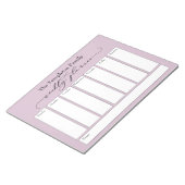 Elegant Script Eenvoudige Weekly Planner, Mauve Pi Notitieblok (Schuin)