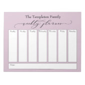 Elegant Script Eenvoudige Weekly Planner, Mauve Pi Notitieblok (Voorkant)