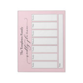 Elegant Script Eenvoudige Weekplanner, Pastelroze Notitieblok (Linkerzijde)