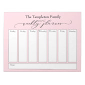 Elegant Script Eenvoudige Weekplanner, Pastelroze Notitieblok (Voorkant)