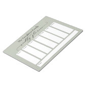 Elegant Script Eenvoudige Weekplanner, Saliegroen Notitieblok (Schuin)