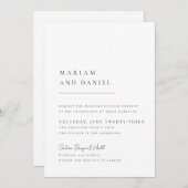 Elegant script Eenvoudige zwart-wit bruiloft Kaart (Voorkant / Achterkant)