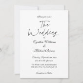 Elegant script Eenvoudige zwart-wit bruiloft Kaart (Voorkant)