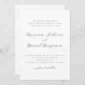 Elegant script Eenvoudige zwart-wit bruiloft Kaart (Voorkant / Achterkant)