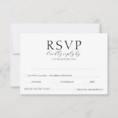 Elegant Script Eenvoudige zwart-wit bruiloft RSVP Kaartje (Voorkant)