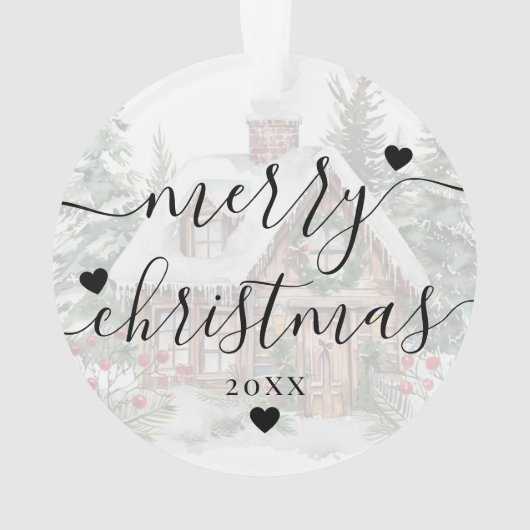 Elegant script Eerste kerst Nieuw huis Ornament (achterkant)