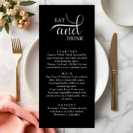 Elegant Script Eet en Drink Wedding Menu Kaarten
