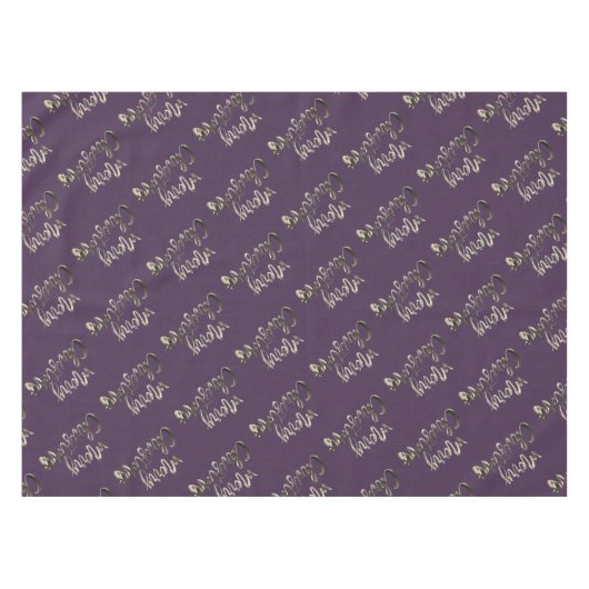 Elegant Script Eggplant Merry kerst Tafelkleed (Voorkant (Horizontaal))