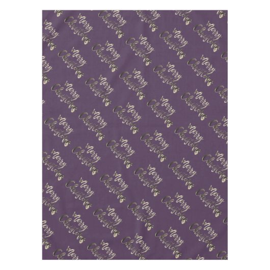 Elegant Script Eggplant Merry kerst Tafelkleed (Voorkant)