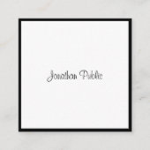 Elegant Script elegant Black en White Cool Plain Vierkante Visitekaartje (Voorkant)