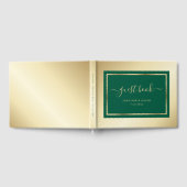 Elegant Script Emerald Green en Gold Wedding Gastenboek (Volledig)
