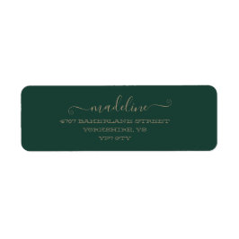 Elegant script Emerald Green Naam Adres Etiket