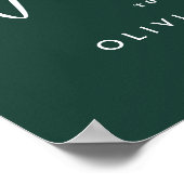 Elegant Script Emerald Green Wedding Welkomstteken Poster (Hoek)