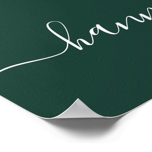 Elegant Script Emerald Green Wedding Welkomstteken Poster (Hoek)