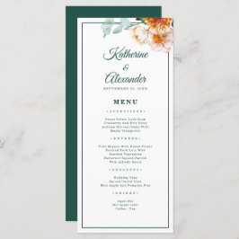 Elegant Script Emerald Groen Waterverf Bruiloft Menu