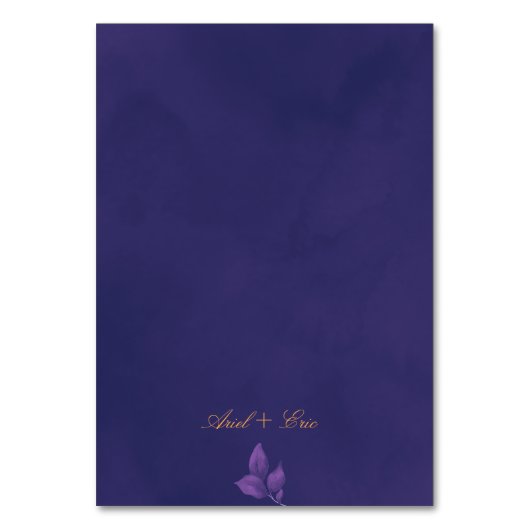 Elegant Script Emerald Paarse en gouden bruiloft Kaart (Achterkant)