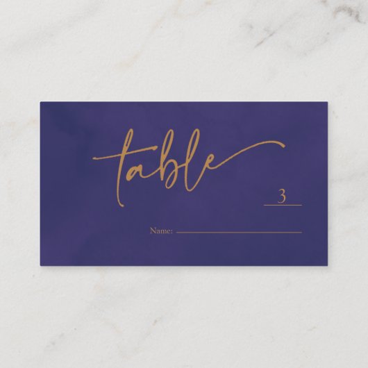 Elegant Script Emerald Paarse en gouden bruiloft Plaatskaartje (Achterkant)