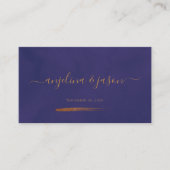 Elegant Script Emerald Paarse en gouden bruiloft Plaatskaartje (Voorkant)