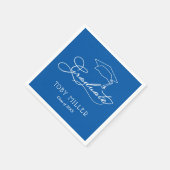 Elegant Script en Afstudeerder Pet Blauw Afstudere Servet (Hoek)