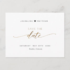 Elegant script en eenvoudige bruiloft, Save the Da Briefkaart