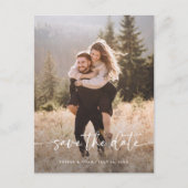 Elegant script en foto | De datum opslaan Aankondigingskaart (Voorkant)