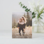 Elegant script en foto | De datum opslaan Aankondigingskaart (Staand voorkant)