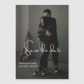 Elegant script en foto | De datum opslaan Magnetische Uitnodiging (Voorkant)