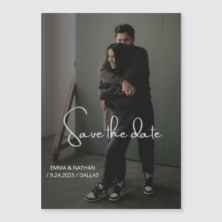 Elegant script en foto | De datum opslaan Magnetische Uitnodiging