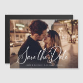 Elegant script en foto | De datum opslaan Magnetische Uitnodiging (Voorkant / Achterkant)