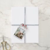 Elegant script en foto | Rode bessen Kerstmis Cadeaulabel (Met Touw)