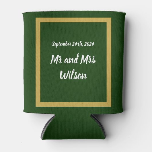 Elegant Script en Goud Lijst op groen Blikjeskoeler (Voorkant)