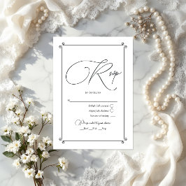 Elegant script en kant bruiloft RSVP kaartje
