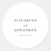 Elegant script en serif bruiloft ronde sticker (Voorkant)